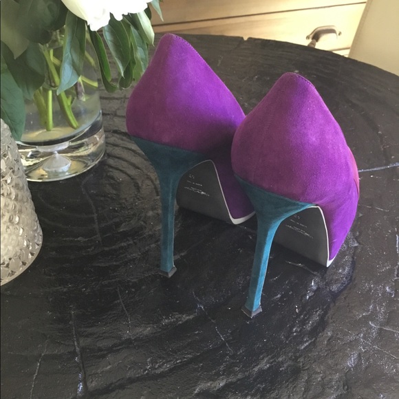 Saint Laurent Tricolor Suede Platform Pumps - Picture 3 of 5